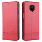 For Xiaomi Redmi Note 9 Pro / Note 9s AZNS Magnetic Calf Texture Horizontal Flip Leather Case with Card Slots & Holder & Wallet(Red) - 1