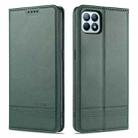 For OPPO Reno4 SE AZNS Magnetic Calf Texture Horizontal Flip Leather Case with Card Slots & Holder & Wallet(Drak Green) - 1