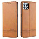 For OPPO Reno4 SE AZNS Magnetic Calf Texture Horizontal Flip Leather Case with Card Slots & Holder & Wallet(Light Brown) - 1