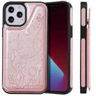 For iPhone 12 Pro Max Cat Bee Embossing Pattern Shockproof Protective Case with Card Slots & Photo Frame(Rose Gold) - 1