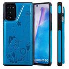 Cat Bee Embossing Pattern Shockproof Protective Case with Card Slots & Photo Frame For Samsung Galaxy Note20(Blue) - 1
