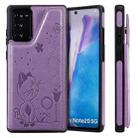 Cat Bee Embossing Pattern Shockproof Protective Case with Card Slots & Photo Frame For Samsung Galaxy Note20(Purple) - 1