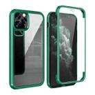 For iPhone 11 Pro Double-sided Plastic Glass Protective Case (Dark Green) - 1