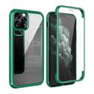 For iPhone 11 Pro Max Double-sided Plastic Glass Protective Case (Dark Green) - 1