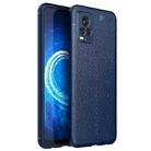 For Vivo V20 Litchi Texture TPU Shockproof Case(Blue) - 1