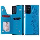 Six Cats Embossing Pattern Protective Case with Holder & Card Slots & Photo Frame For Samsung Galaxy Note20(Blue) - 1