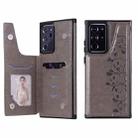 Six Cats Embossing Pattern Protective Case with Holder & Card Slots & Photo Frame For Samsung Galaxy Note20 Ultra(Grey) - 1