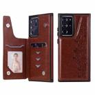 Six Cats Embossing Pattern Protective Case with Holder & Card Slots & Photo Frame For Samsung Galaxy Note20 Ultra(Brown) - 1