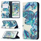 Colored Drawing Pattern Invisible Magnetic Horizontal Flip PU Leather Case with Holder & Card Slots & Wallet For iPhone 8 & 7(Blue Leaves) - 1