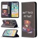 For iPhone X / XS Colored Drawing Pattern Invisible Magnetic Horizontal Flip PU Leather Case with Holder & Card Slots & Wallet(Bear) - 1