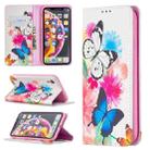 For iPhone XR Colored Drawing Pattern Invisible Magnetic Horizontal Flip PU Leather Case with Holder & Card Slots & Wallet(Two Butterflies) - 1