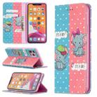 For iPhone 11 Pro Colored Drawing Pattern Invisible Magnetic Horizontal Flip PU Leather Case with Holder & Card Slots & Wallet (Elephant) - 1