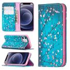 For iPhone 12 mini Colored Drawing Pattern Invisible Magnetic Horizontal Flip PU Leather Case with Holder & Card Slots & Wallet (Plum Blossom) - 1