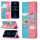 For iPhone 12 Pro Max Colored Drawing Pattern Invisible Magnetic Horizontal Flip PU Leather Case with Holder & Card Slots & Wallet(Elephant) - 1