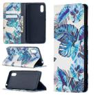 For Xiaomi Redmi 9A Colored Drawing Pattern Invisible Magnetic Horizontal Flip PU Leather Case with Holder & Card Slots & Wallet(Blue Leaves) - 1