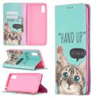 For Xiaomi Redmi 9A Colored Drawing Pattern Invisible Magnetic Horizontal Flip PU Leather Case with Holder & Card Slots & Wallet(Cat) - 1