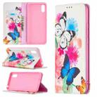 For Xiaomi Redmi 9A Colored Drawing Pattern Invisible Magnetic Horizontal Flip PU Leather Case with Holder & Card Slots & Wallet(Two Butterflies) - 1