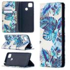 For Xiaomi Redmi 9C Colored Drawing Pattern Invisible Magnetic Horizontal Flip PU Leather Case with Holder & Card Slots & Wallet(Blue Leaves) - 1
