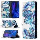For Xiaomi Redmi 9 Colored Drawing Pattern Invisible Magnetic Horizontal Flip PU Leather Case with Holder & Card Slots & Wallet(Blue Leaves) - 1