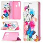 For Xiaomi Redmi Note 8 Colored Drawing Pattern Invisible Magnetic Horizontal Flip PU Leather Case with Holder & Card Slots & Wallet(Two Butterflies) - 1