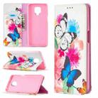 For Xiaomi Redmi Note 9 Pro Colored Drawing Pattern Invisible Magnetic Horizontal Flip PU Leather Case with Holder & Card Slots & Wallet(Two Butterflies) - 1