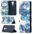For Xiaomi Redmi Note 9 Colored Drawing Pattern Invisible Magnetic Horizontal Flip PU Leather Case with Holder & Card Slots & Wallet(Blue Leaves) - 1
