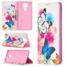 For Xiaomi Redmi Note 9 Colored Drawing Pattern Invisible Magnetic Horizontal Flip PU Leather Case with Holder & Card Slots & Wallet(Two Butterflies) - 1