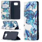 For Xiaomi Poco X3 Colored Drawing Pattern Invisible Magnetic Horizontal Flip PU Leather Case with Holder & Card Slots & Wallet(Blue Leaves) - 1