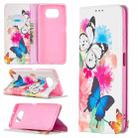 For Xiaomi Poco X3 Colored Drawing Pattern Invisible Magnetic Horizontal Flip PU Leather Case with Holder & Card Slots & Wallet(Two Butterflies) - 1