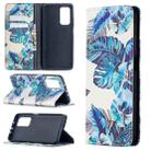 For Xiaomi Mi 10T / 10 Pro Colored Drawing Pattern Invisible Magnetic Horizontal Flip PU Leather Case with Holder & Card Slots & Wallet(Blue Leaves) - 1