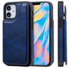 For iPhone 12 mini Shockproof Calf Texture Protective Case with Holder & Card Slots & Frame (Blue) - 1