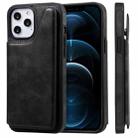 For iPhone 12 Pro Max Shockproof Calf Texture Protective Case with Holder & Card Slots & Frame(Black) - 1