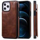 For iPhone 12 Pro Max Shockproof Calf Texture Protective Case with Holder & Card Slots & Frame(Coffee) - 1