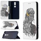 For Nokia 2.4 Colored Drawing Pattern Invisible Magnetic Horizontal Flip PU Leather Case with Holder & Card Slots & Wallet(Girl) - 1