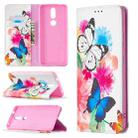For Nokia 2.4 Colored Drawing Pattern Invisible Magnetic Horizontal Flip PU Leather Case with Holder & Card Slots & Wallet(Two Butterflies) - 1
