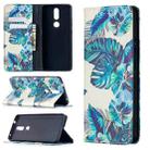 For Nokia 2.4 Colored Drawing Pattern Invisible Magnetic Horizontal Flip PU Leather Case with Holder & Card Slots & Wallet(Blue Leaves) - 1