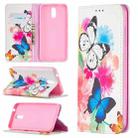 For Nokia 2.3 Colored Drawing Pattern Invisible Magnetic Horizontal Flip PU Leather Case with Holder & Card Slots & Wallet(Two Butterflies) - 1