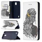 For Nokia 1.3 Colored Drawing Pattern Invisible Magnetic Horizontal Flip PU Leather Case with Holder & Card Slots & Wallet(Girl) - 1