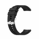 For TicWatch Pro 3 Silicone Watch Band with Silver Steel Buckle(Black) - 1