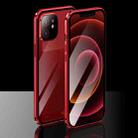 Electroplating Frame Double Sides Tempered Glass Magnetic Adsorption Case For iPhone 12(Red) - 1