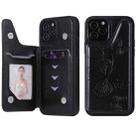 For iPhone 12 / 12 Pro Butterfly Embossing Pattern Shockproof Protective Case with Holder & Card Slots & Photo Frame(Black) - 1