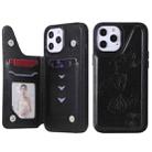 For iPhone 12 Pro Max Butterfly Embossing Pattern Shockproof Protective Case with Holder & Card Slots & Photo Frame(Black) - 1