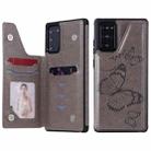 Butterfly Embossing Pattern Shockproof Protective Case with Holder & Card Slots & Photo Frame For Samsung Galaxy Note20(Grey) - 1