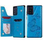 Butterfly Embossing Pattern Shockproof Protective Case with Holder & Card Slots & Photo Frame For Samsung Galaxy Note20(Blue) - 1