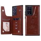 Butterfly Embossing Pattern Shockproof Protective Case with Holder & Card Slots & Photo Frame For Samsung Galaxy Note20 Ultra(Brown) - 1