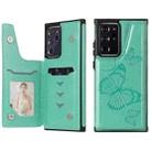 Butterfly Embossing Pattern Shockproof Protective Case with Holder & Card Slots & Photo Frame For Samsung Galaxy Note20 Ultra(Green) - 1