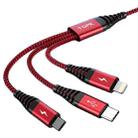 TOPK AN24 QC3.0 USB to 8 Pin + USB-C / Type-C + Micro USB 3 in 1 Swing Fast Charge Data Cable(Red) - 1