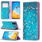For Huawei P40 Colored Drawing Pattern Invisible Magnetic Horizontal Flip PU Leather Case with Holder & Card Slots & Wallet(Plum Blossom) - 1
