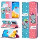For Huawei P40 Colored Drawing Pattern Invisible Magnetic Horizontal Flip PU Leather Case with Holder & Card Slots & Wallet(Elephant) - 1