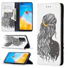 For Huawei P40 Colored Drawing Pattern Invisible Magnetic Horizontal Flip PU Leather Case with Holder & Card Slots & Wallet(Girl) - 1